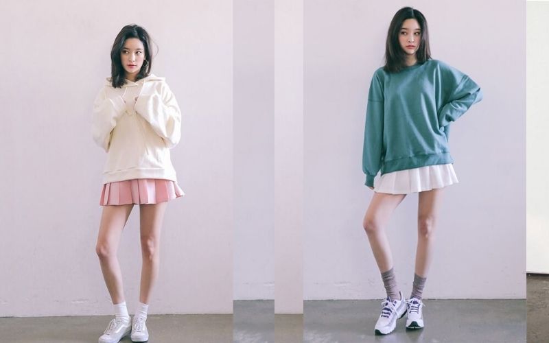 Chân váy tennis hoặc xếp ly ngắn sẽ giúp bạn tạo ra vẻ ngoài ngọt ngào