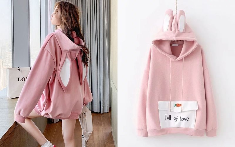 Chiếc áo hoodie tai thỏ với màu sắc tươi sáng giúp bạn tự tin