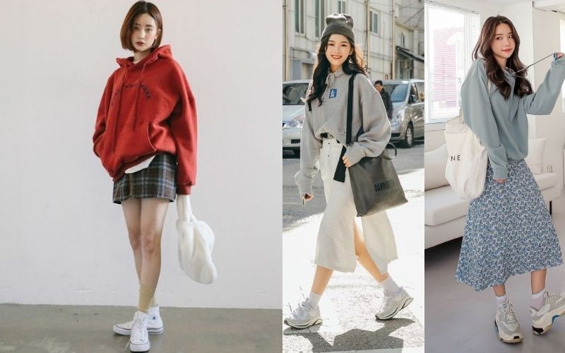 Bạn có thể sơ vin vạt trước của áo vào trong váy