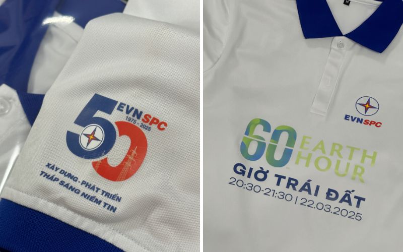 Hình in tạo cảm giác mịn, phẳng và không hề nặng mặt áo giúp nhân viên thoải mái