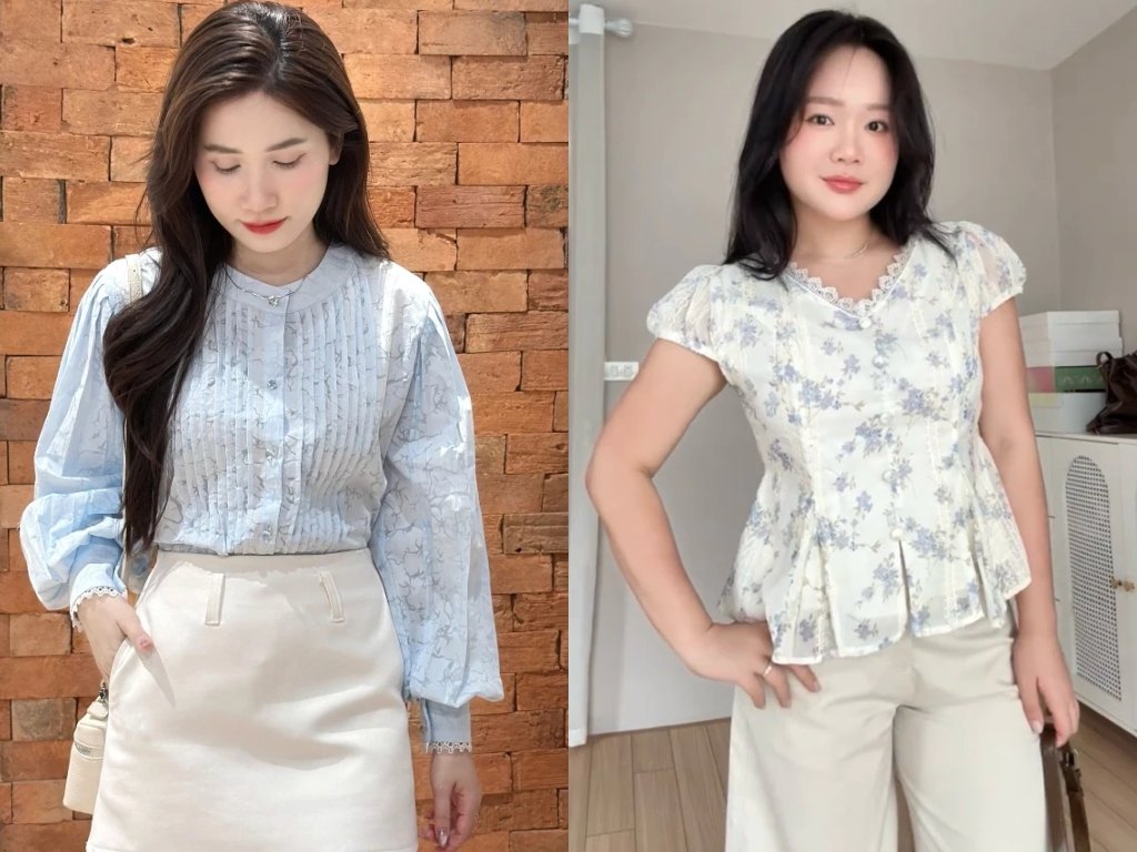 Áo họa tiết hoa nhí giúp trang phục công sở bớt đơn điệu mà vẫn thanh lịch