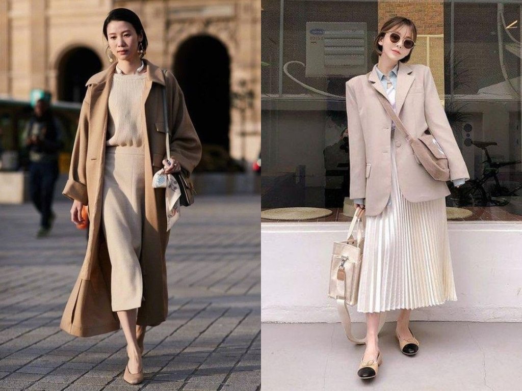 Đồ công sở nữ màu nâu be mang lại vẻ ngoài ấm áp, phù hợp để mặc vào mùa Thu - Đông