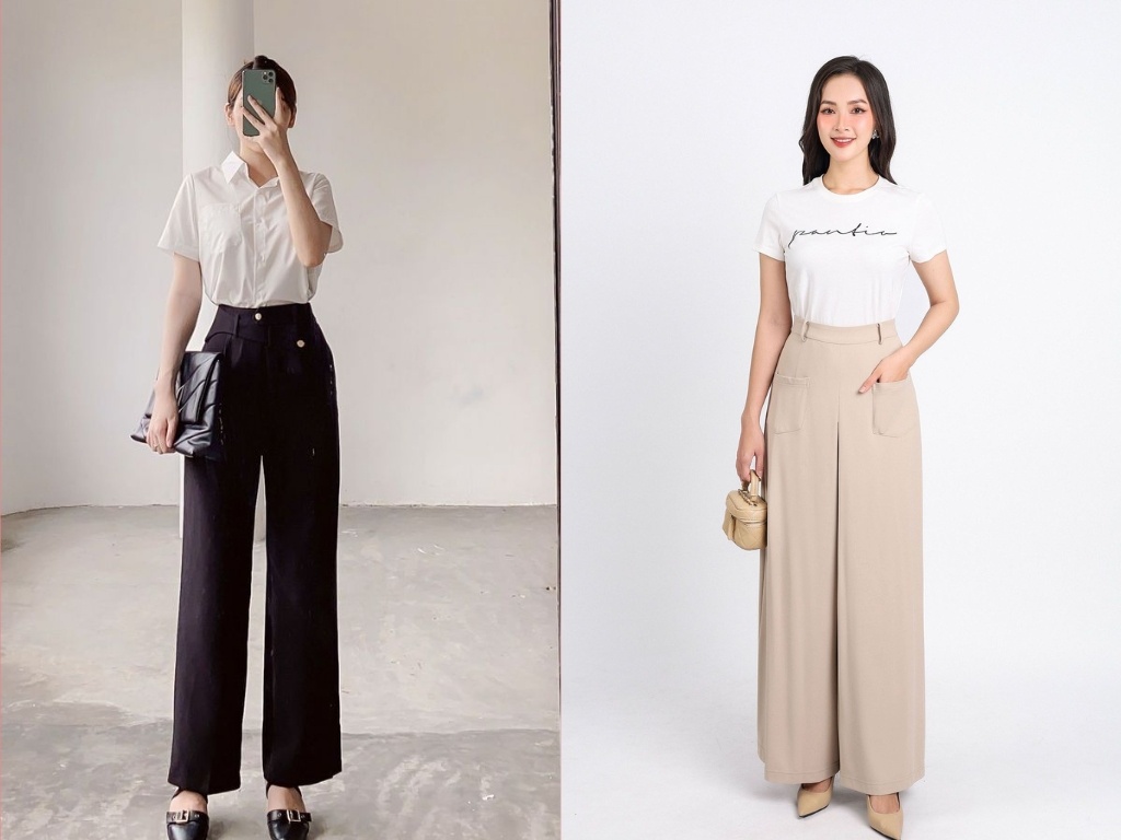 Quần ống suông là kiểu quần tây nữ công sở giúp hack dáng hiệu quả