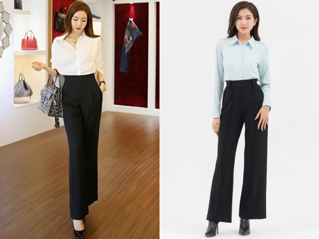 Quần vải nữ công sở màu đen giúp toát lên vẻ quyền lực và sang trọng