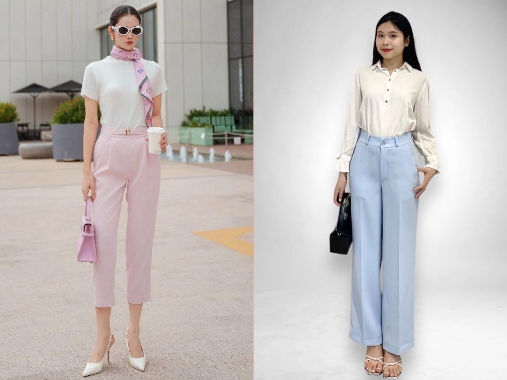 Quần vải nữ công sở đẹp màu pastel mang lại vẻ ngoài ngọt ngào cho người mặc