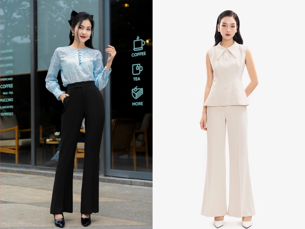 Quần công sở nữ ống loe mang lại vẻ cổ điển, sang trọng và cuốn hút cho người mặc