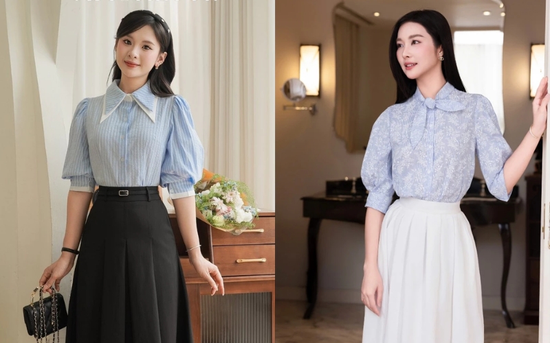 Áo blouse tay lỡ phồng mang lại vẻ ngoài nữ tính và tiểu thư
