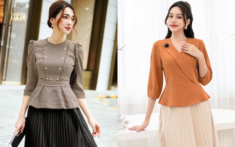 Áo công sở tay lỡ dáng peplum giúp tạo nên tổng thể vóc dáng cân đối