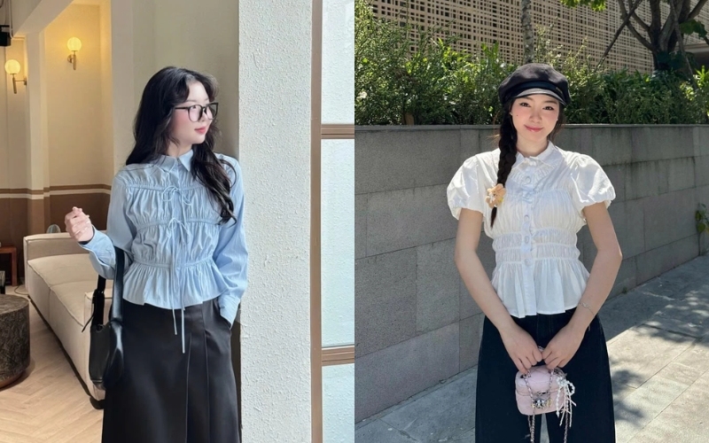 Áo sơ mi nhún bèo là một trong những mẫu áo kiểu công sở mới nhất năm
