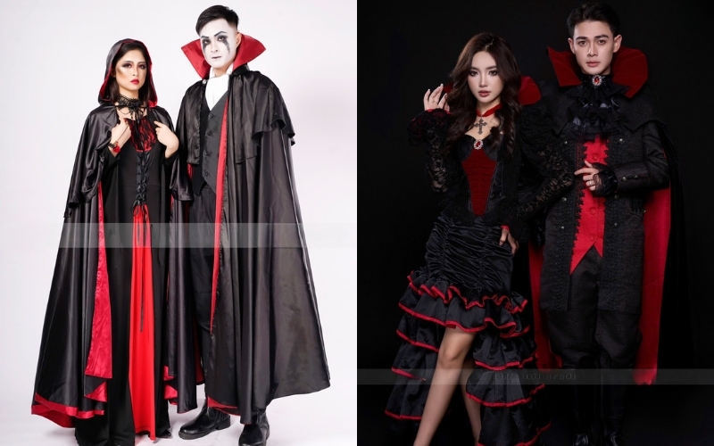 Trang phục halloween phong cách ma cà rồng cho cặp đôi