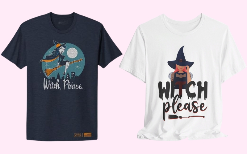 Mẫu áo halloween in slogan "Witch, please!"
