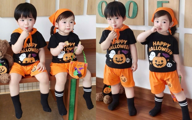 Mẫu áo halloween được thiết kế giống nhau cho cặp đôi, gia đình