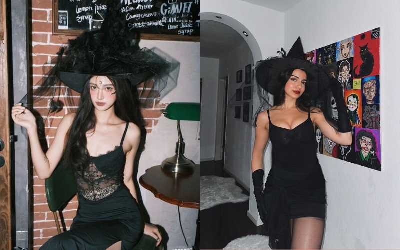 Trang phục halloween cho nữ theo phong cách phù thủy quyến rũ