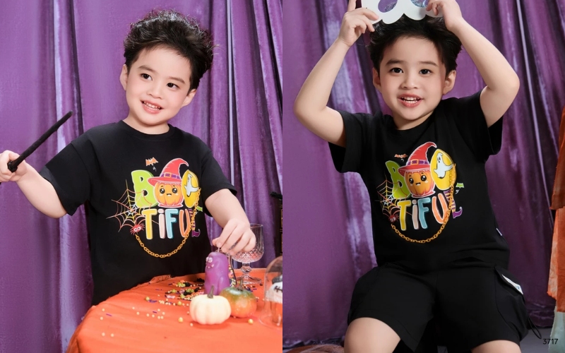 Bé có thể thoải mái với vui chơi với chiếc áo halloween có phom dáng năng động