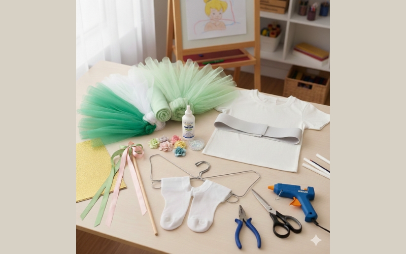 Vật liệu và dụng cụ cần thiết để làm trang phục halloween cho bé gái