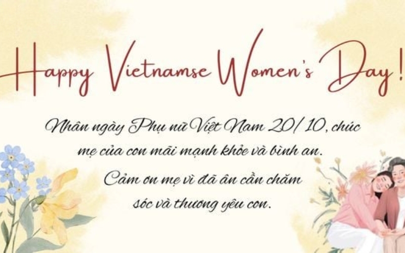 Lời chúc 20 10 thể hiện sự quan tâm đến mẹ chồng