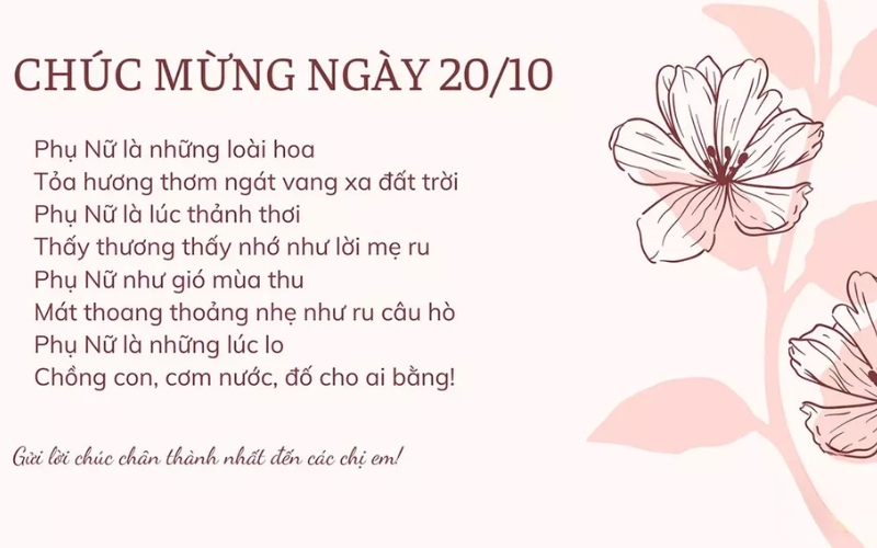 Bài thơ về 20 10 tặng bạn bè, đồng nghiệp