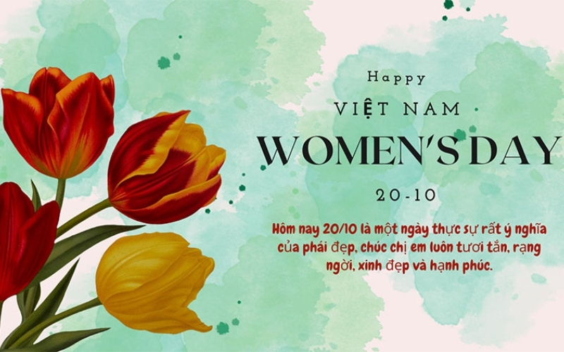 Hình ảnh 20 10 có nét vẽ tay và loang màu nước tạo nên vẻ đẹp mềm mại, bay bổng