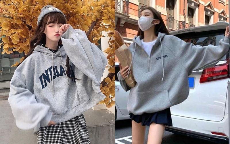 Các mẫu hoodie có mũ lớn hoặc vai bồng cũng là lựa chọn tuyệt vời cho bạn