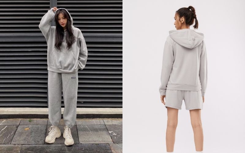 Một set áo hoodie được thiết kế đồng bộ về màu sắc