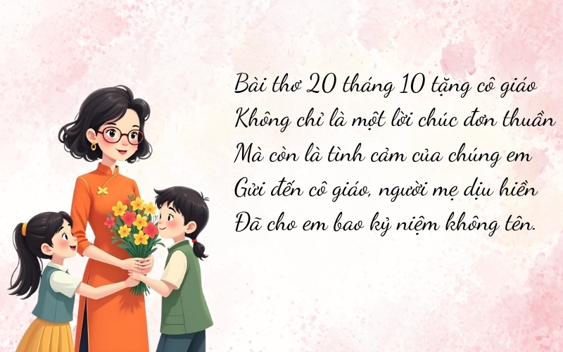 Bài thơ 20 10 tặng cô giáo mang ý nghĩa gần gũi, ấm áp và giàu tình cảm