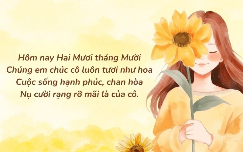 Bài thơ 20 10 tặng cô giáo mang phong tươi vui