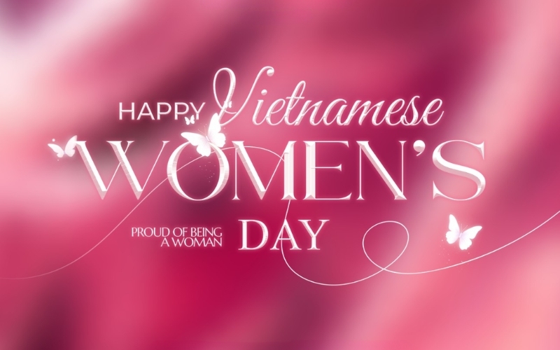 Ảnh chúc mừng 20 10 được thiết kế với font chữ độc đáo kết hợp với họa tiết tối giản