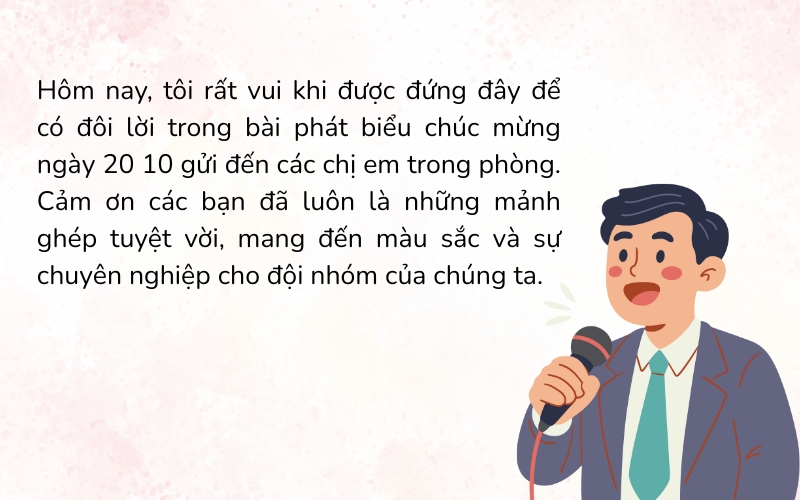 Mẫu phát biểu chúc mừng ngày 20 10 dành cho trưởng phòng