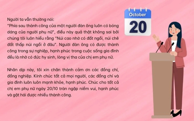 Cấu trúc chuẩn của một bài phát biểu chúc mừng ngày 20 10