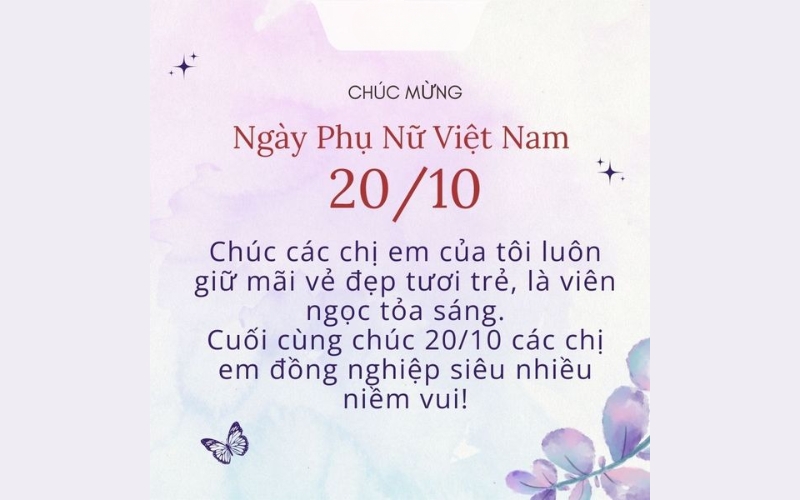 Mẫu lời chúc 20 10 đồng nghiệp nữ làm chung team