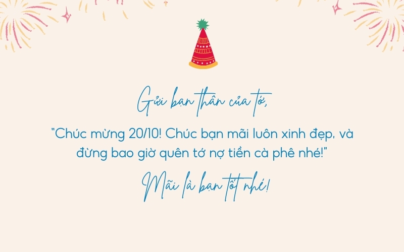 Lời chúc 20 10 cho bạn nữ hài hước