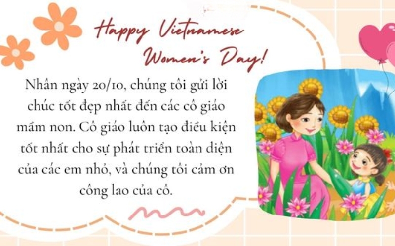 Lời chúc 20 10 cô giáo mầm non đến từ phụ huynh