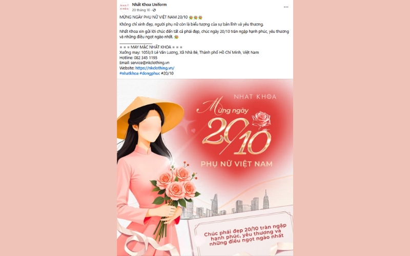 Văn mẫu chúc 20 10 cho doanh nghiệp đăng trên mạng xã hội