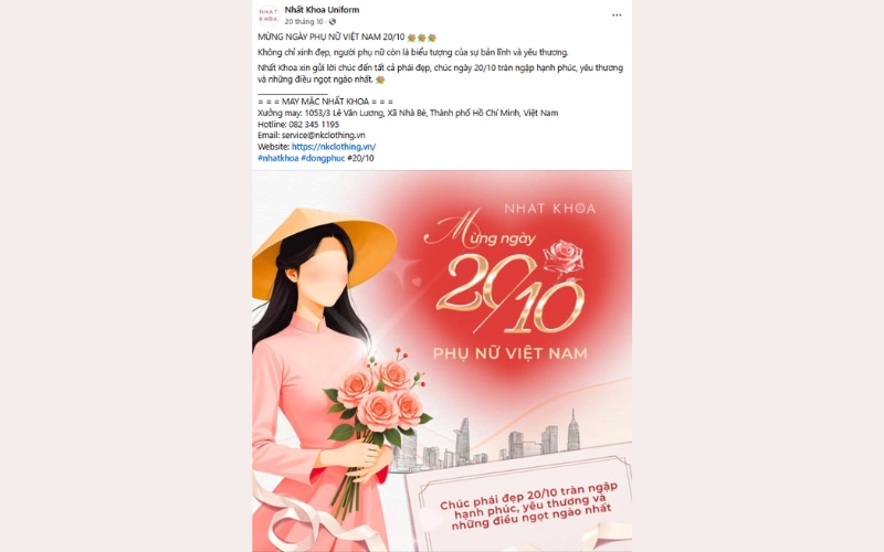 Cách gửi lời chúc hay ngày 20 10 qua trang mạng xã hội