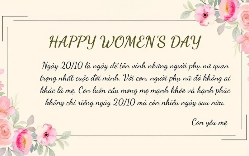 Mẫu câu chúc 20 10 hay dành cho mẹ