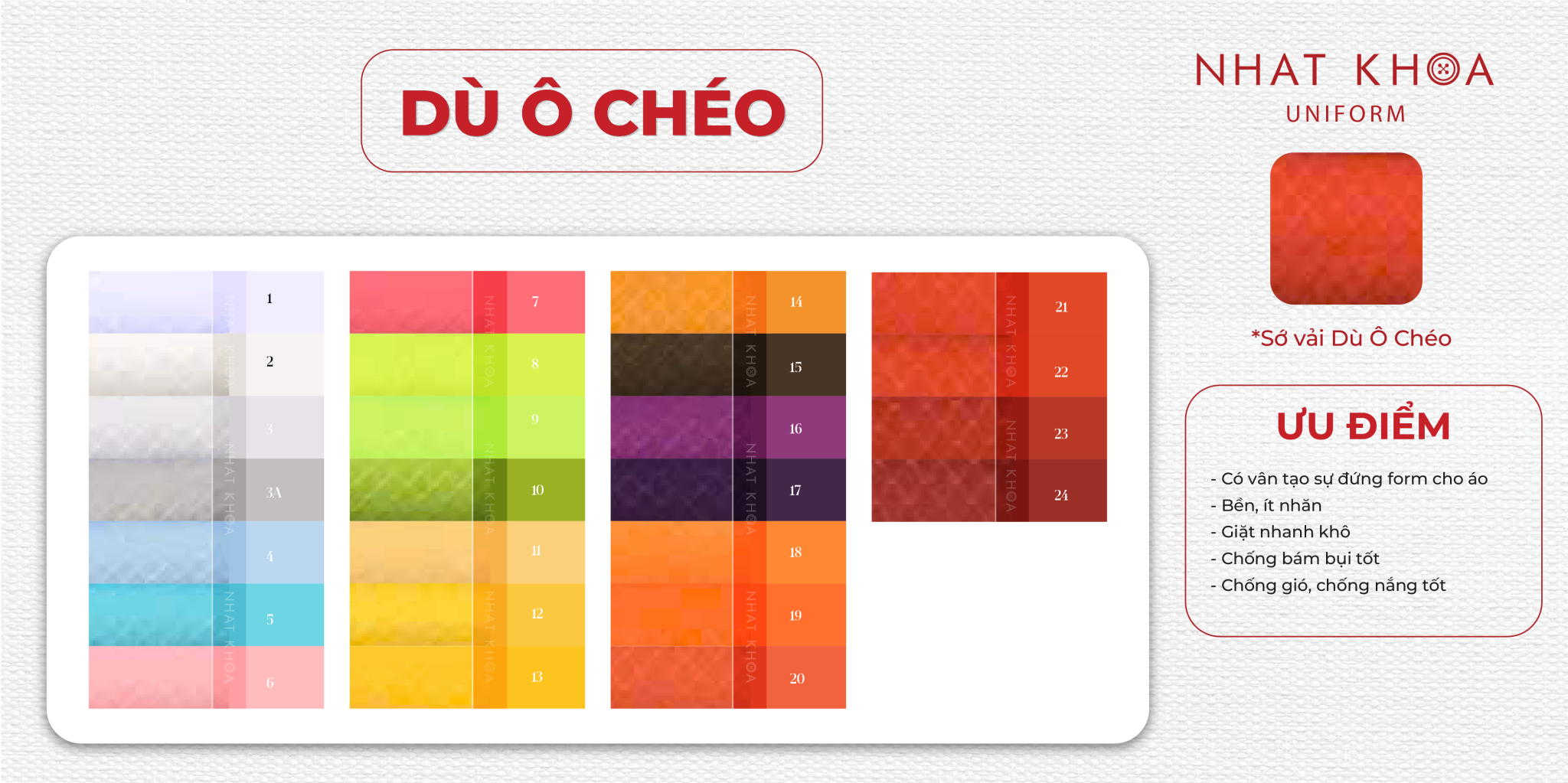 Bảng màu vải Dù ô chéo