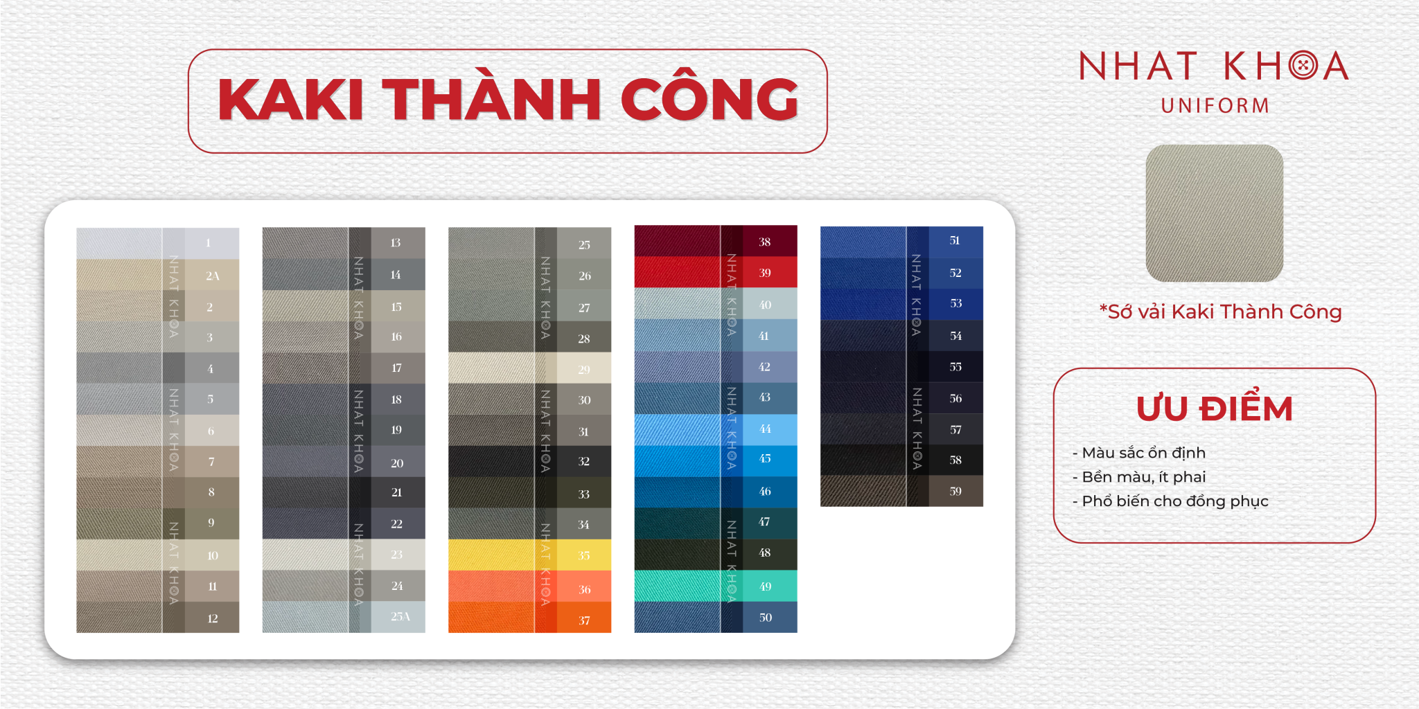 Bảng màu vải Kaki thành công