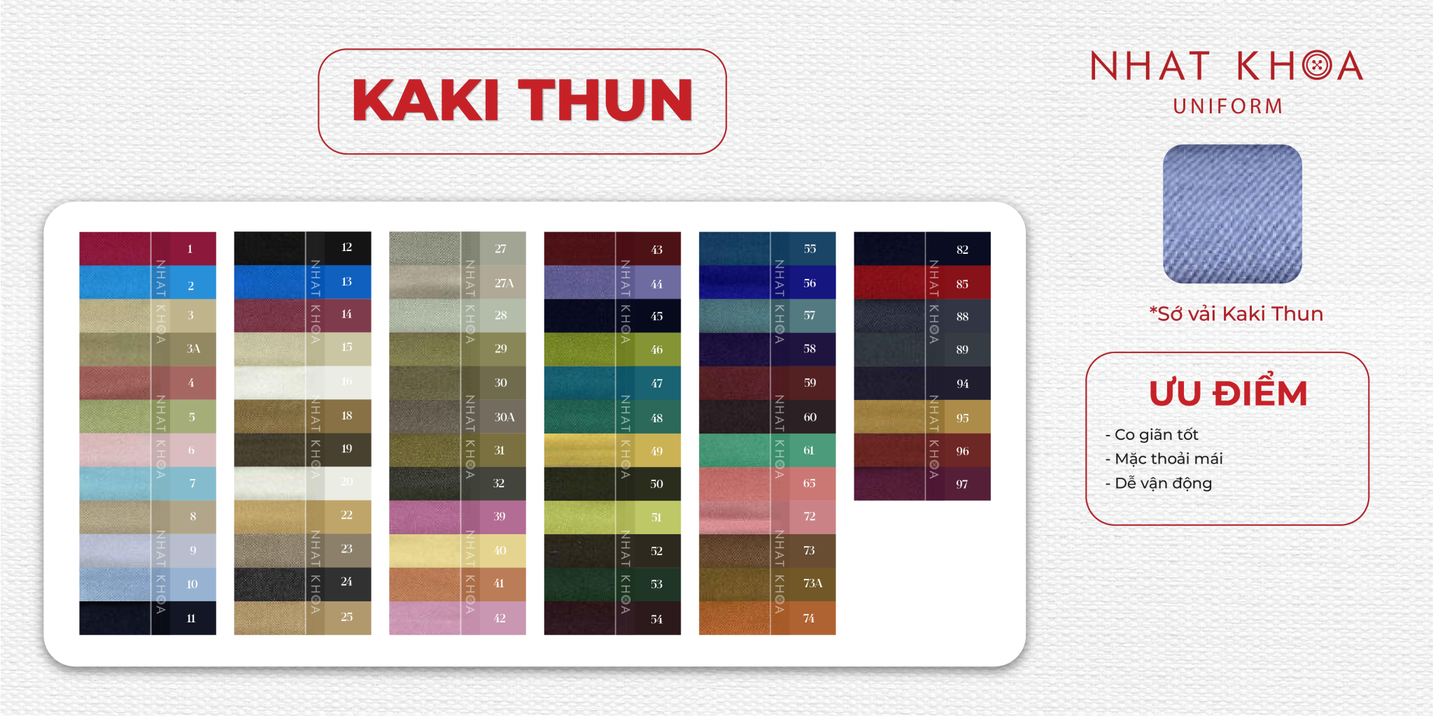 Bảng màu vảu Kaki thun