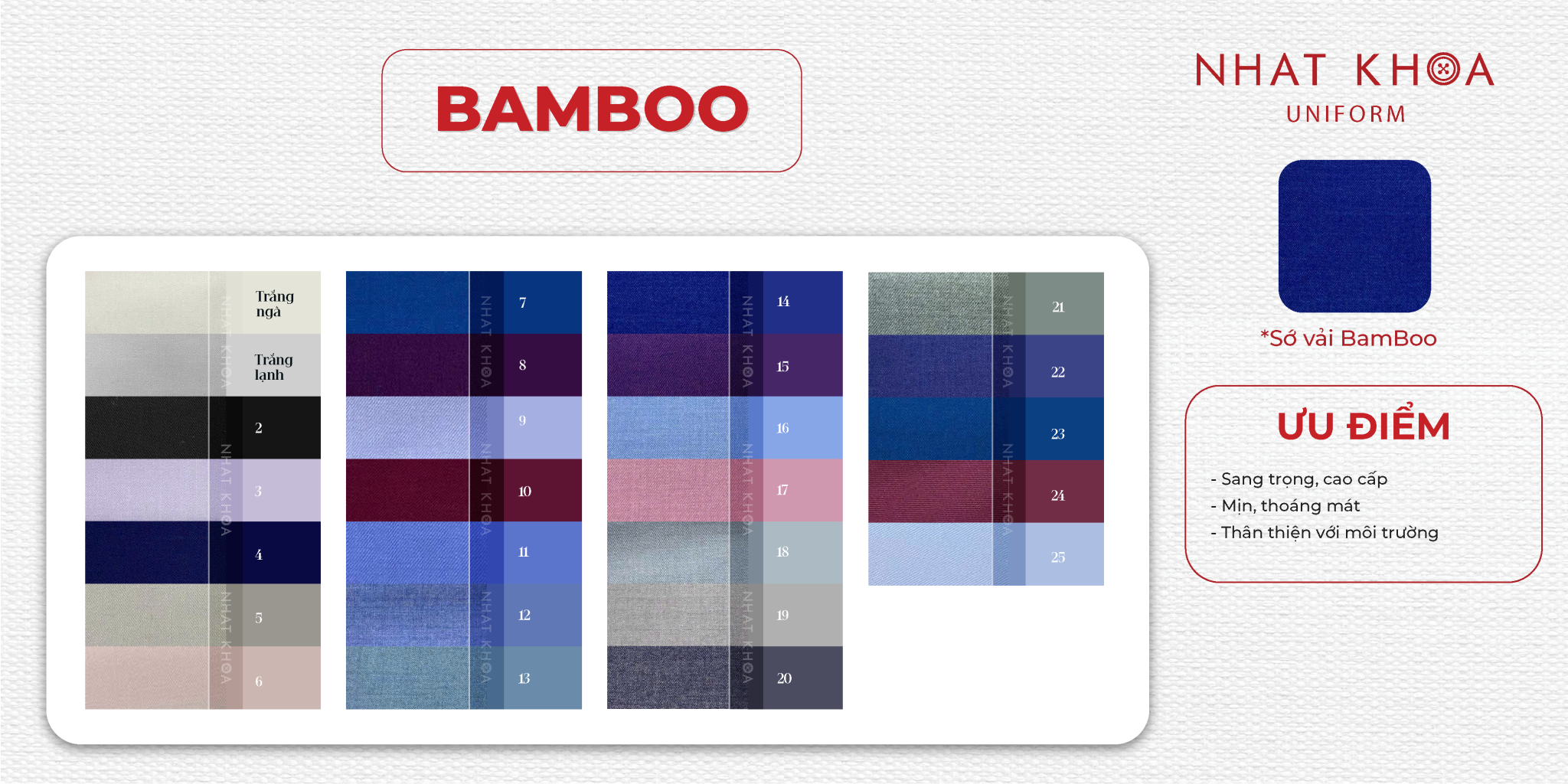 Bảng màu vải Bamboo