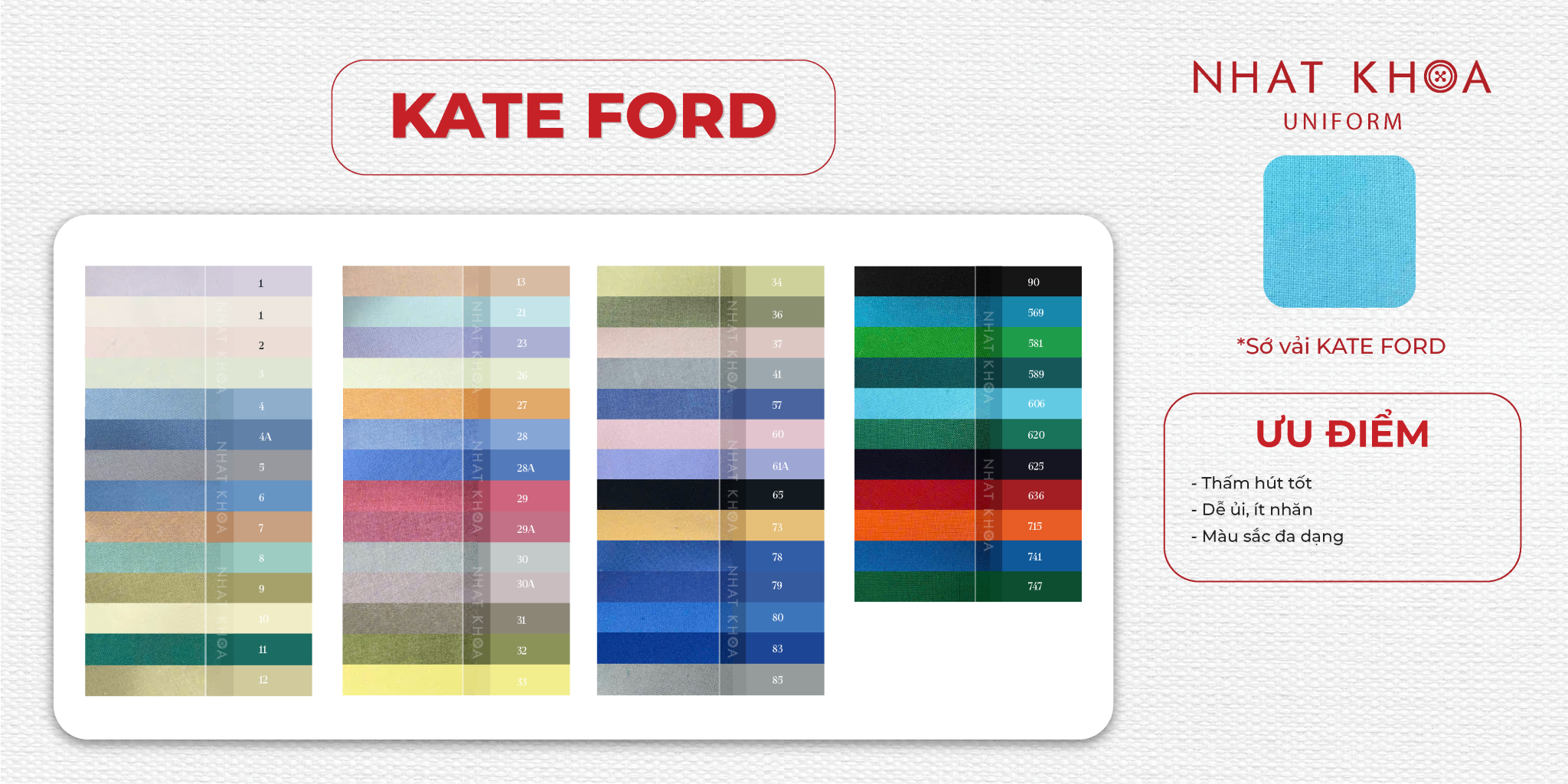 Bảng màu vải Kate ford