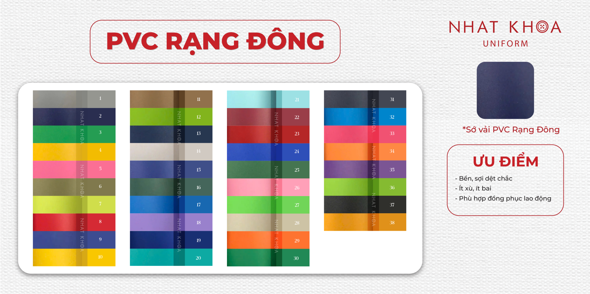 Bảng màu vải PVC rạng đông