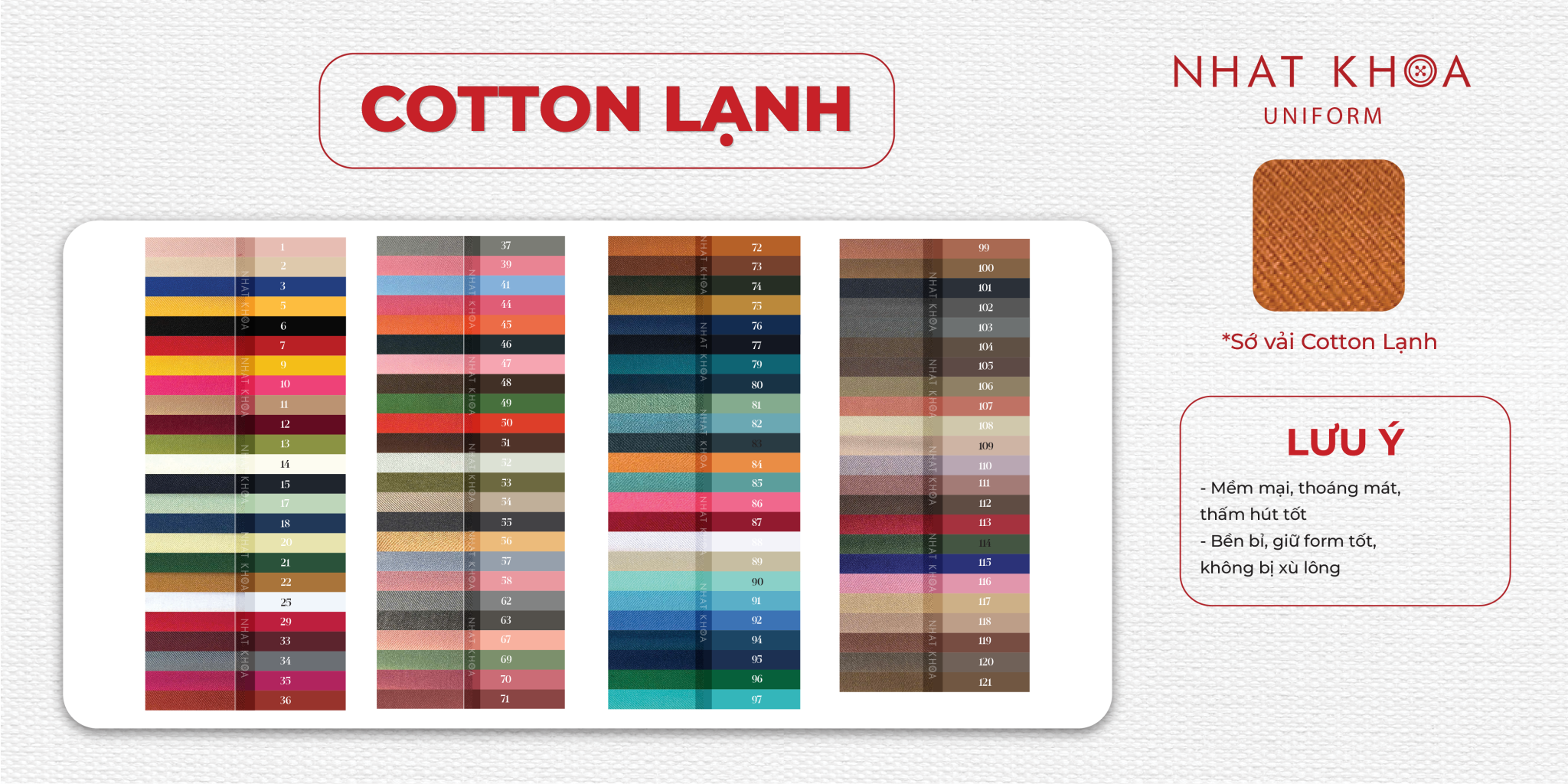 Bảng vải màu cotton lạnh