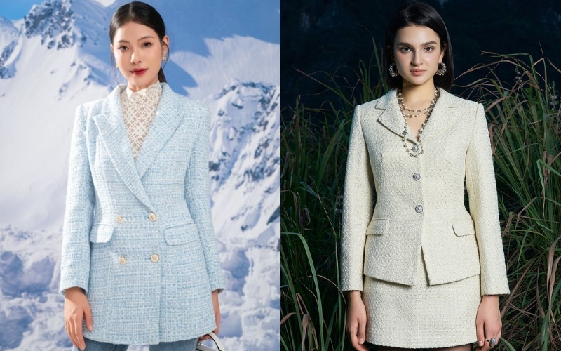 Bạn có thể chọn áo vest công sở vải tweed cho mùa lạnh