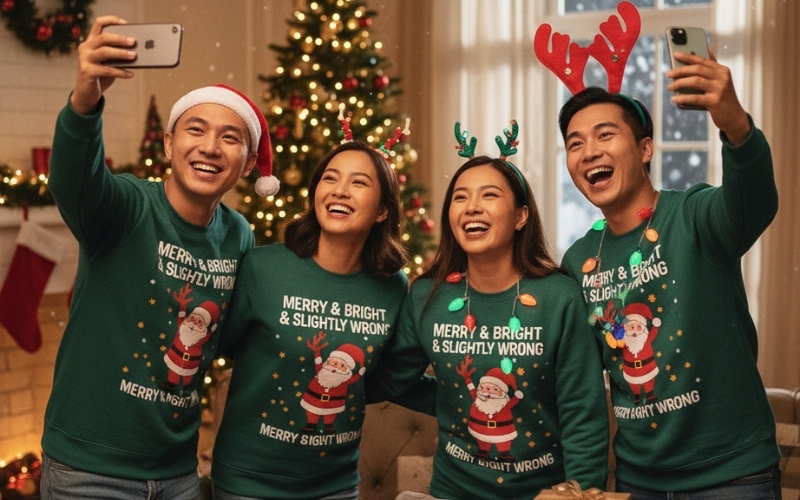 Áo đồng phục thiết kế chủ đề Giáng sinh giúp cả nhóm thêm gắn kết