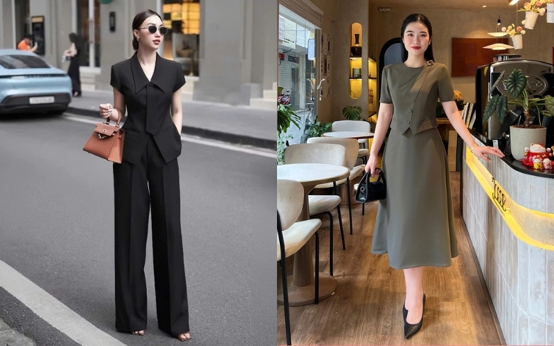 Một bộ công sở đẹp cần có sự đồng bộ về màu sắc và chất liệu