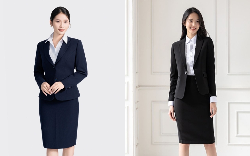 Bạn nên chọn comple công sở nữ cho chất liệu đứng phom để giữ được sự sang trọng