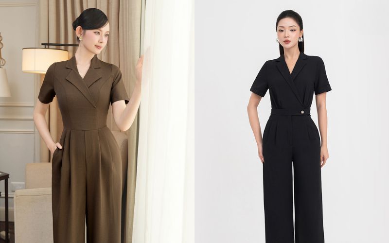 Jumpsuit cổ vest là mẫu jumpsuit công sở đẹp sang trọng