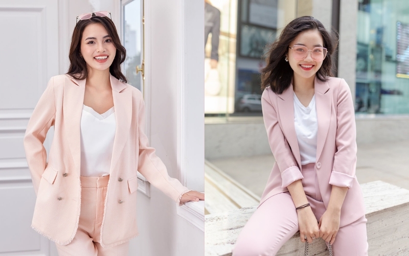 Mẫu vest công sở nữ màu pastel mang đến vẻ ngoài ngọt ngào, trẻ trung cho chị em
