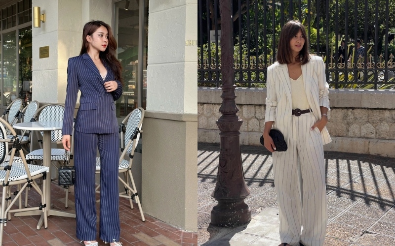 Vest kẻ sọc là bộ vest công sở nữ đẹp mang đến vẻ thời thượng pha cổ điển cho người mặc