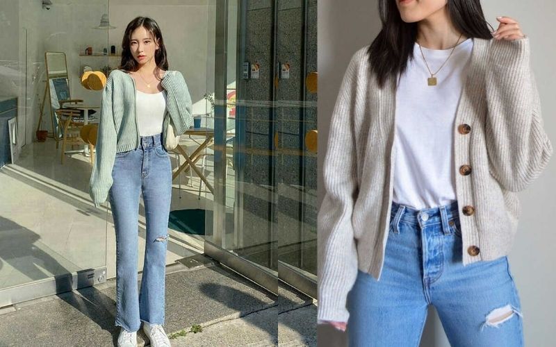 This style is very easy to wear, and you can opt for a cropped length.